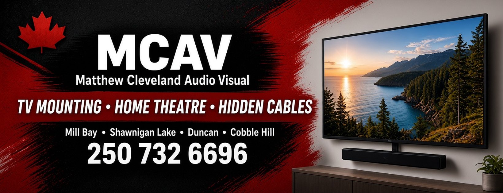 MCAV – TV mounting, home theatre and hidden cables, Cowichan Valley